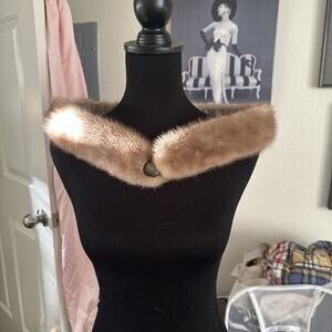 Vintage Lined Genuine Mink collar beautiful Button Clasp
